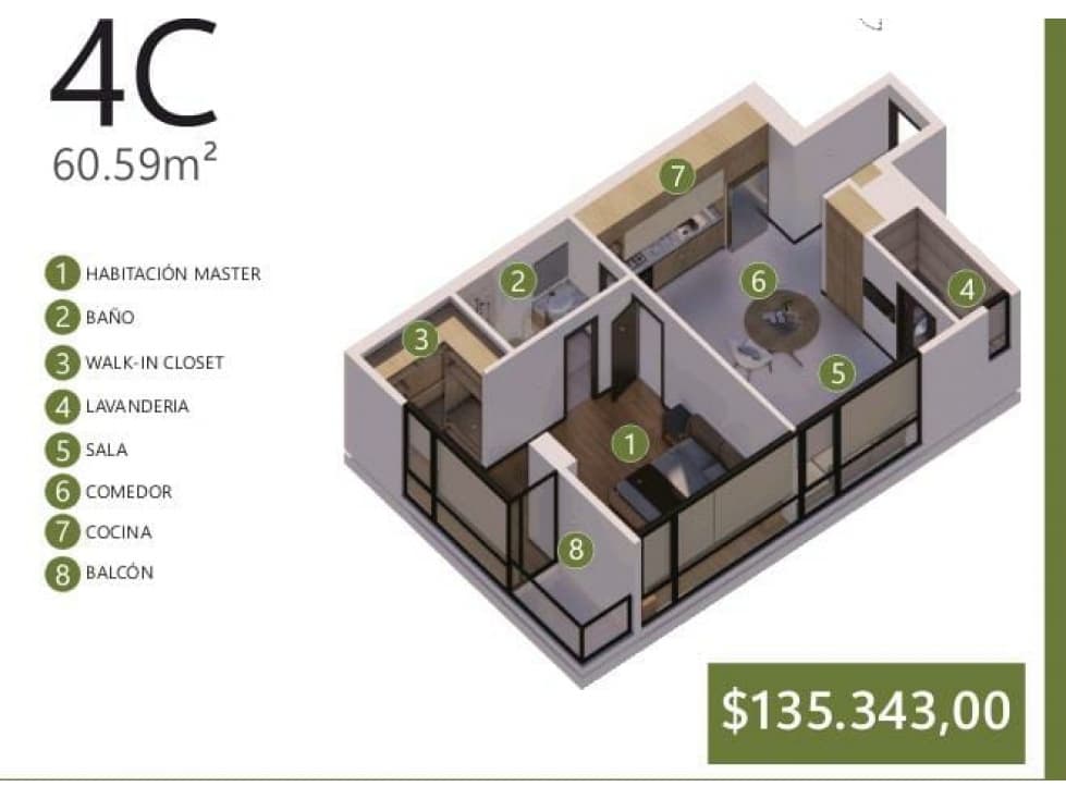 Bellavista, Suite en Venta, 57m2, 1 Habitación — foto 1
