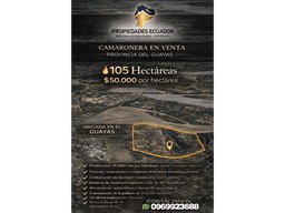 CAMARONERA EN VENTA, 105 HECTÁREAS | PROV. DEL GUAYAS
