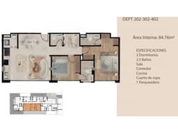 Quito Tenis, Departamento en Venta, 84.76m2, 2 Habitaciones