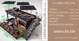 Cabaña Modular En Madera Teca (minicuarto, Deck, Pergola, Terraza)